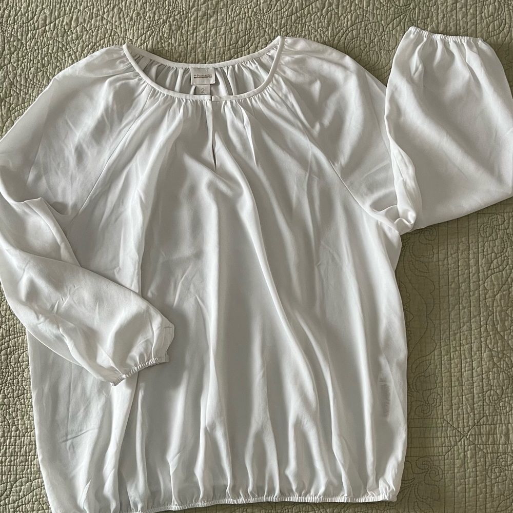 Chico’s white blouse with 3/4 inch sleeves size 2